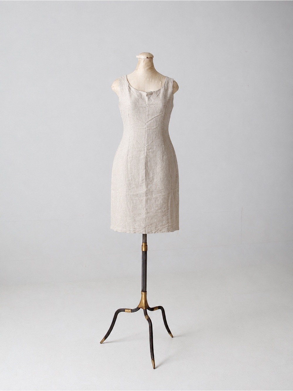 Casual Corner Neutral Linen Midi Dress runs small